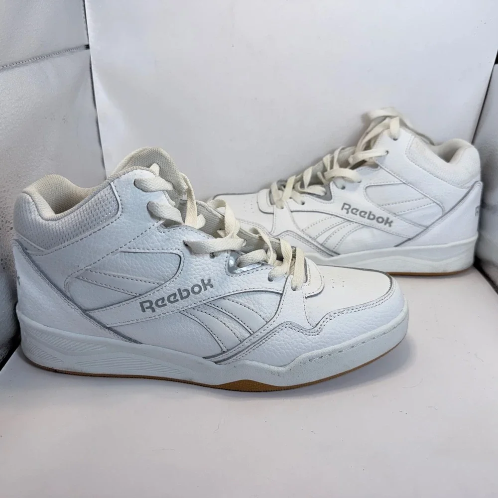 Reebok BB 4000 II Mid White Silver Gum Mens Size 8 High Top Sneakers 096069